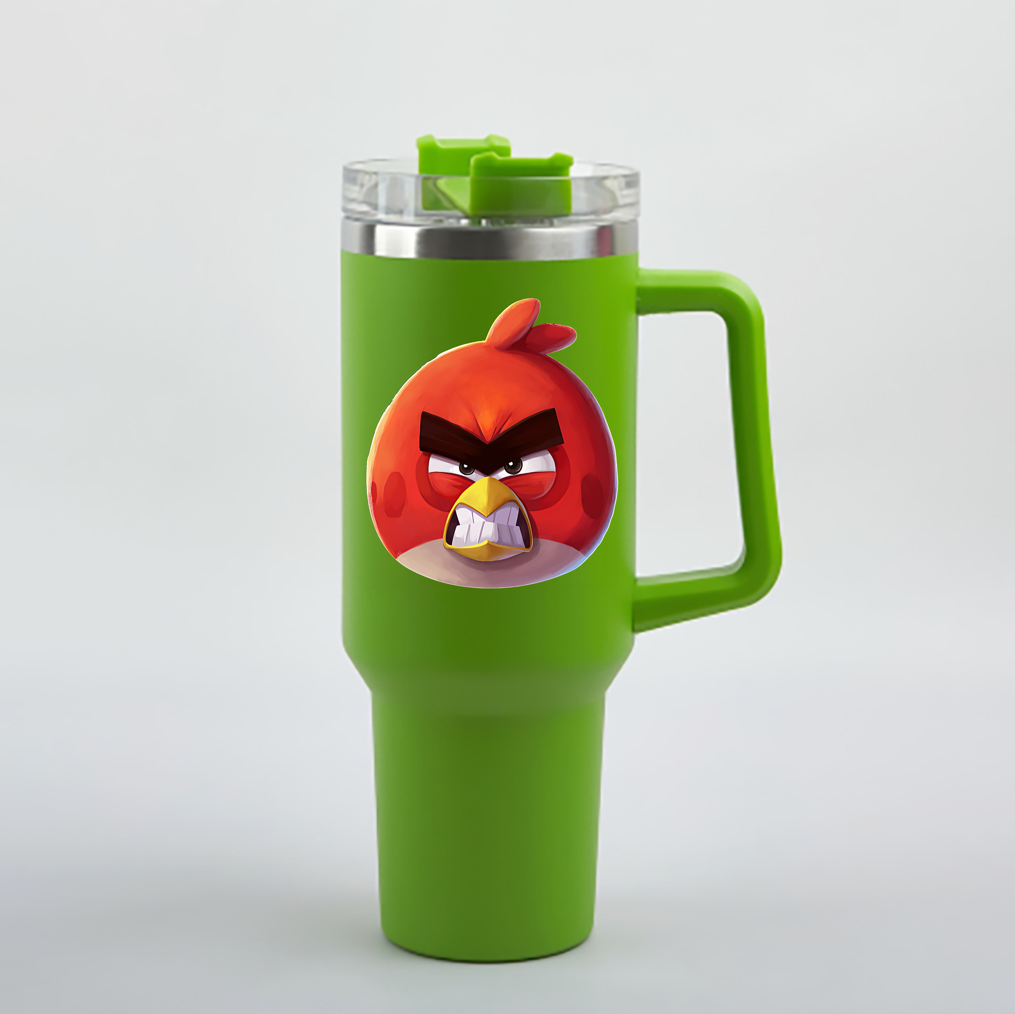 （画像用） Angry Birds アングリーバード 1200mL車用タンブラー - クリスタルステッカー（プラスチックストロー付き）